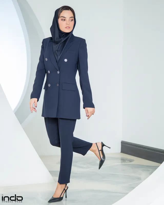 کت شلوار بلند زنانه مدل نیلوفر | مانتو اداری ایندو